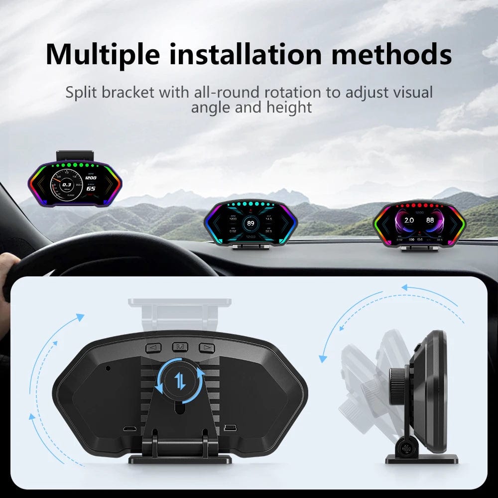 P3 Car Head up Display OBD2 GPS On-Board Computer HUD Gauge Digital Speedometer Display RPM Water Temp Turbine Pressure