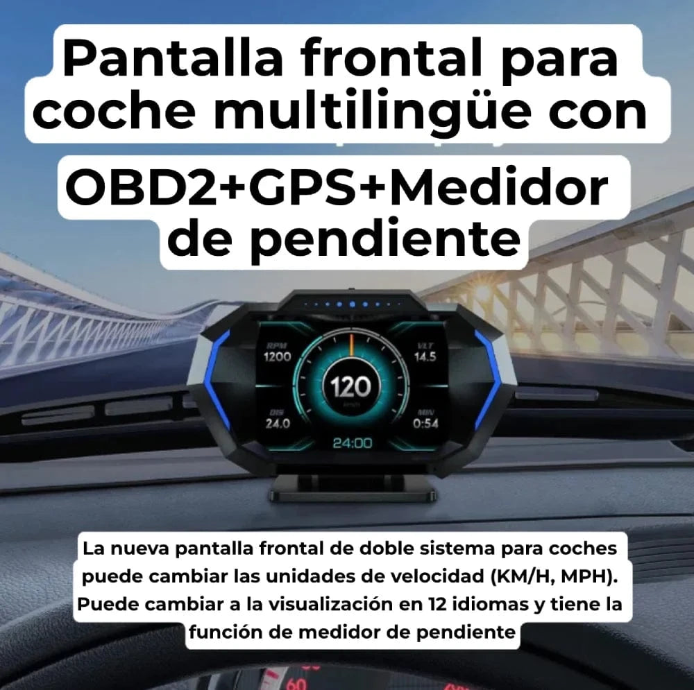 Pantalla de visualización frontal SmartVision (OBD2 + GPS P24)