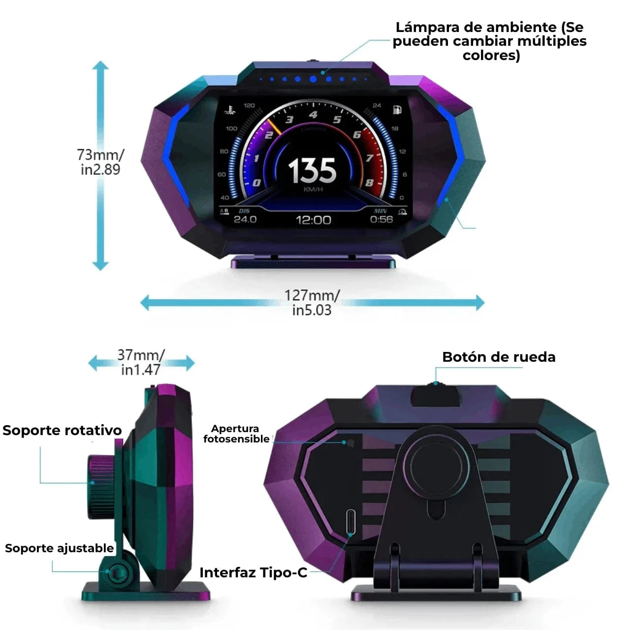 Novo painel SpeedView Pro (OBD + GPS P24)