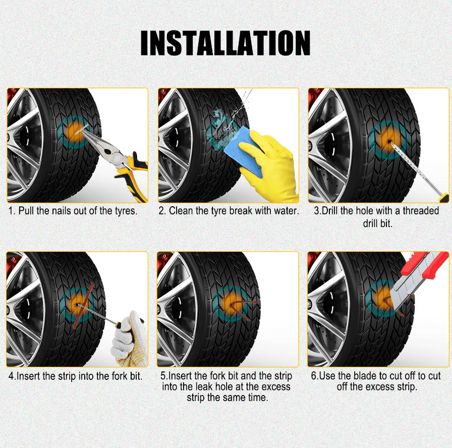 Emergency Car Tire Repair & Puncture Kit (42 Pieces) - Gear - Genius