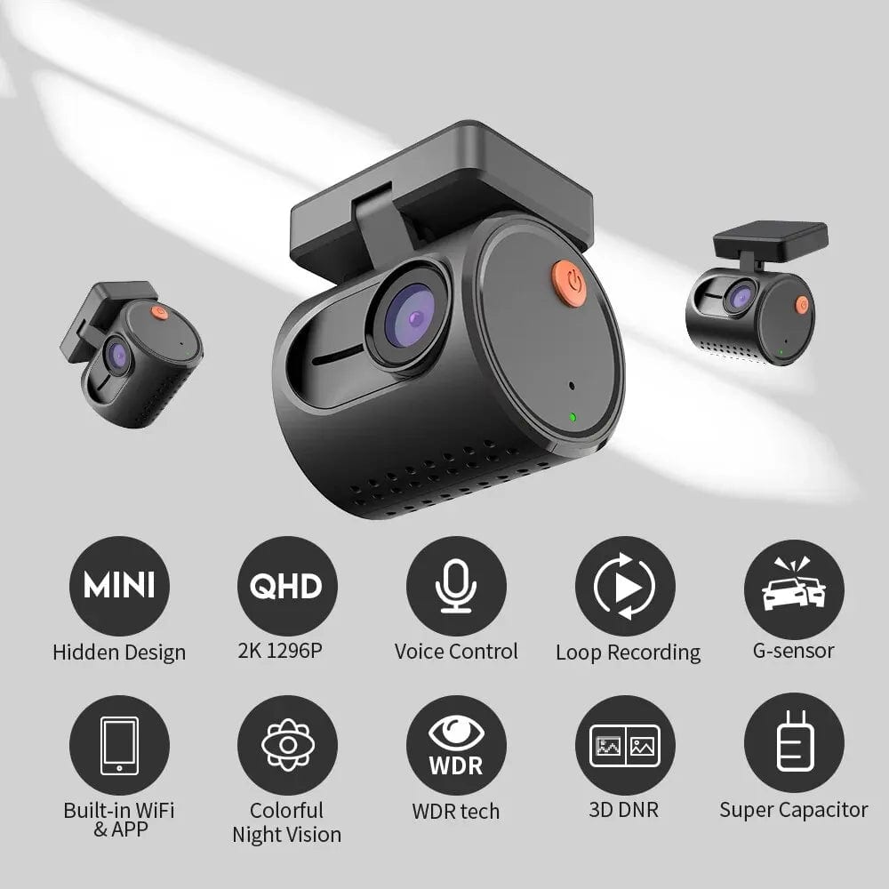 2K Mini Dash Camera for Car DVR Dash Cam  MINI 3 Video Recorder Emergency Voice Control Night Vision Wifi APP Monitor WDR