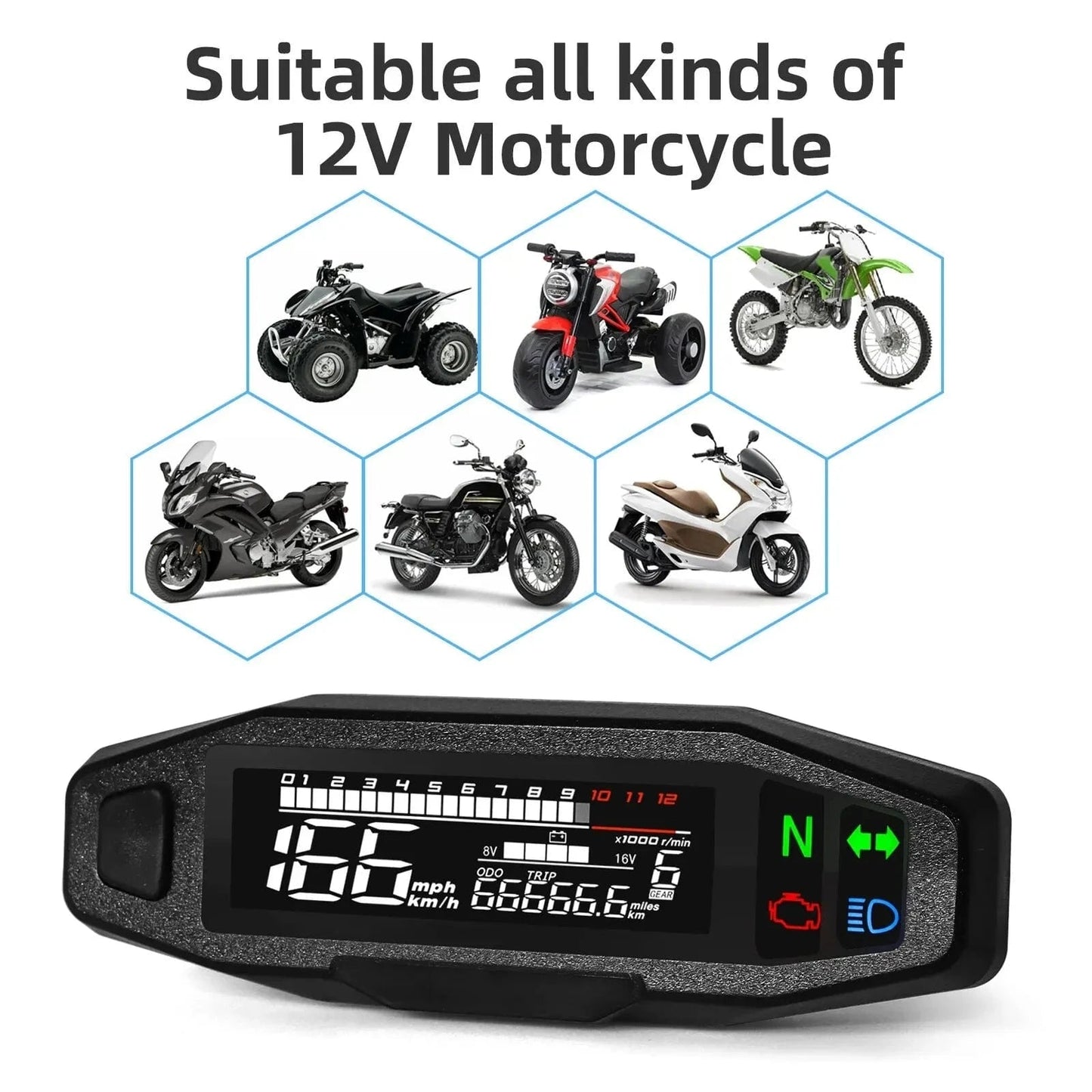 MotoGauge Pro: Universal Motorcycle Dashboard - Gear - Genius