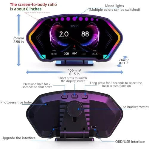 SmartGauge HUD 2024 (OBD2+GPS)